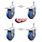 Service Caster 5 Inch Blue Polyurethane Swivel 3/8 Inch Stem Caster Set with Total Lock Brake SCC-TSTTL20S514-PPUB-BLUE-381615-4 - alternate 4